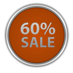 Sale sixty percent circular icon on white background