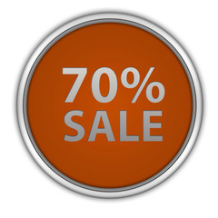 Sale seventy percent circular icon on white background