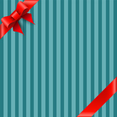Fototapeta na wymiar Bow and ribbon on blue striped background