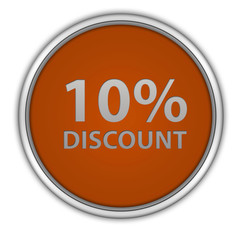 Discount ten percent circular icon on white background