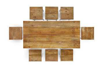 Old Wooden Table and Chair Modern Design Concept