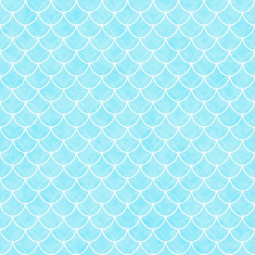 Teal And White Shells With Interlocking Circles Tiles Pattern Re