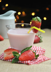 glass of strawberry milkshake