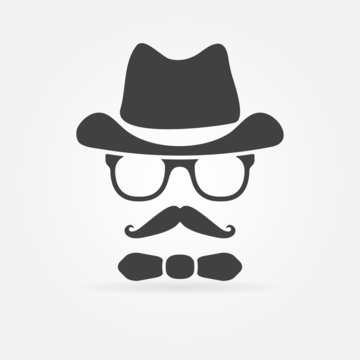 Hipster style of face silhouette - vector logo