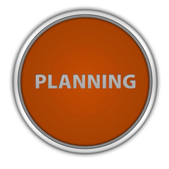 Planning circular icon on white background