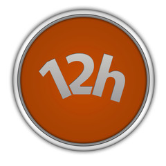 12 hours circular icon on white background