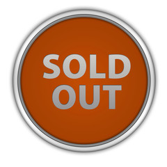Sold out circular icon on white background