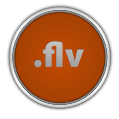 .flv circular icon on white background