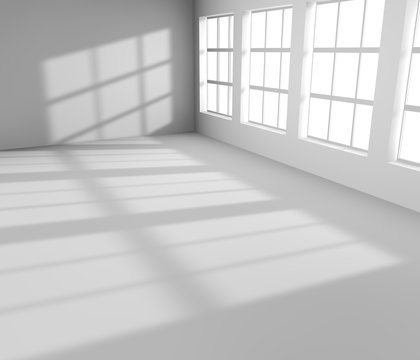 White empty room with windows