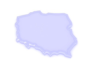 Three-dimensional map of Poland.