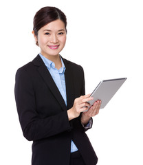 Businesswoman hold with tablet