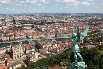 View of Lyon from the basilica of Fourviere, France
