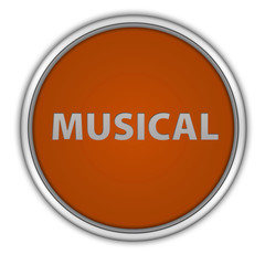 Musical circular icon on white background