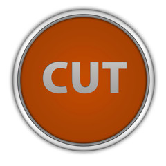 Cut circular icon on white background