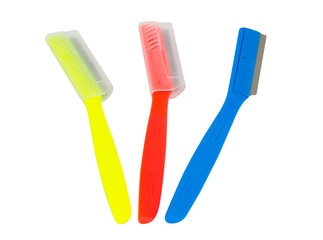 colorful disposable razor  isolated on white