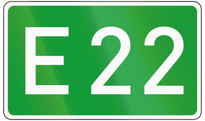 European road number sign for E22