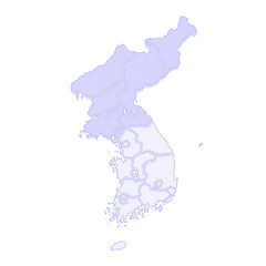 Fototapeta na wymiar Map of South and North Korea.