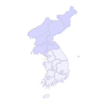 Map of South and North Korea.