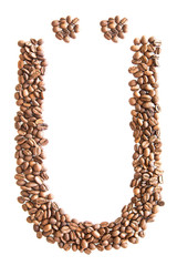 Buchstabe Ü mit Kaffeebohnen