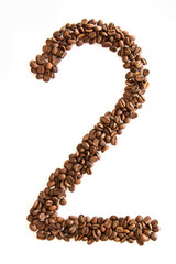 Zahl 2 aus Kaffeebohnen