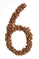 Zahl 2 aus Kaffeebohnen