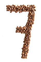 Zahl 7 aus Kaffeebohnen