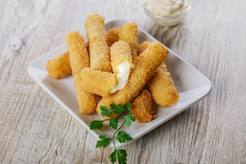 fried cheese sticks breaded