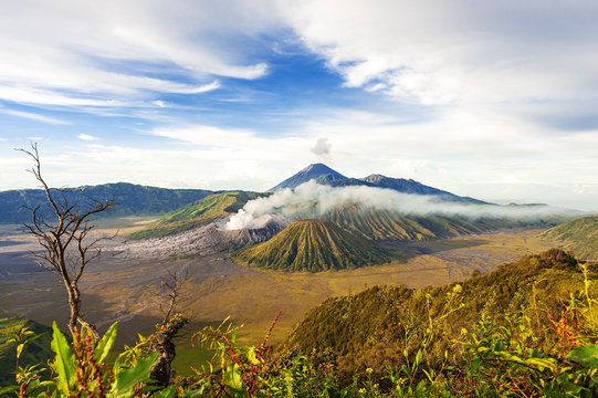 Mount bromo  batok semeru volcano, java indonesia.