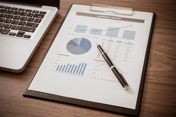 Showing business and financial report. Accounting