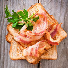 hot big sandwich, toast and bacon
