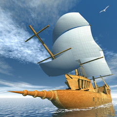 Naklejki  Stary statek - renderowanie 3D