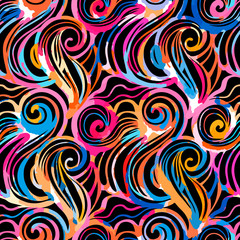 Fototapeta na wymiar Watercolor inspiration seamless wave pattern