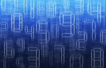 Glow random numbers on blue background