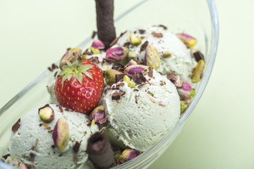 Ice-cream in a glass bowl