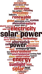 Obraz premium Solar power word cloud concept. Vector illustration