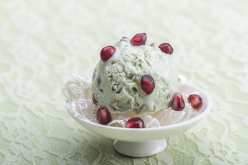 Ice -cream in a small white bowl