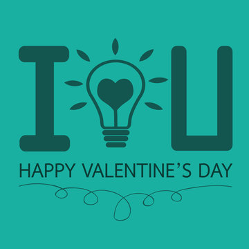 Bulb with heart Idea concept for Happy Valentines Day card in Ve