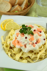 tagliatelles au saumon fumé