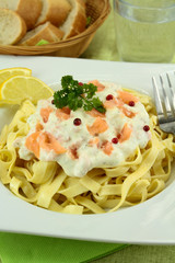 tagliatelles au saumon fumé