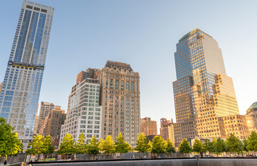 Fototapeta na wymiar NEW YORK CITY - JUNE 12: Overview of the 9/11 memorial site at t