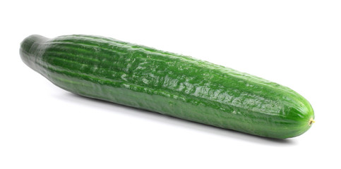 Fresh long cucumber over a white background.