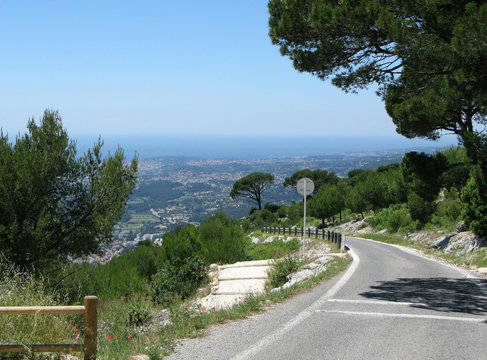 Asphalt road from Mont Faron in Toulon France