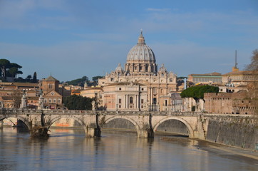 Naklejka na ściany i meble Saint Peter's Basilica, view from river Tiber, Rome