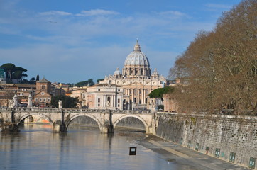 Saint Peter's Basilica, view from river Tiber,  Rome