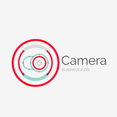 Thin line neat design logo, camera concept