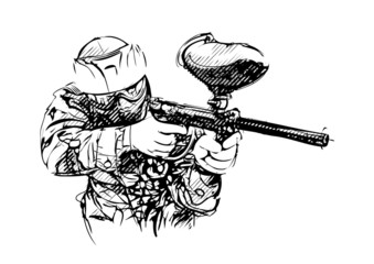 Naklejka premium Paintball player