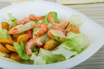 Caesar salad with shrimps