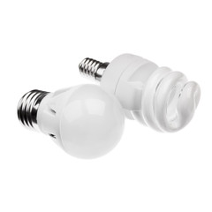 Three energy saving lamps, it is isolated on a white background