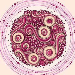 Abstract asian ethnic floral retro doodle pattern