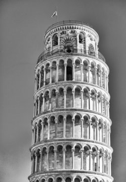 Pisa, Tuscany. Detail of Leaning Tower in Square of Miracles